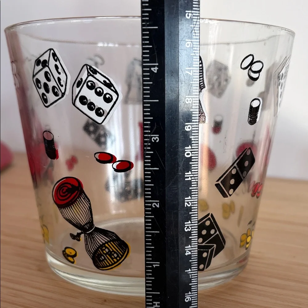 Vintage Casino Gambling Hazel Atlas Ice Bucket MCM 1950's + Vegas Shot Glass